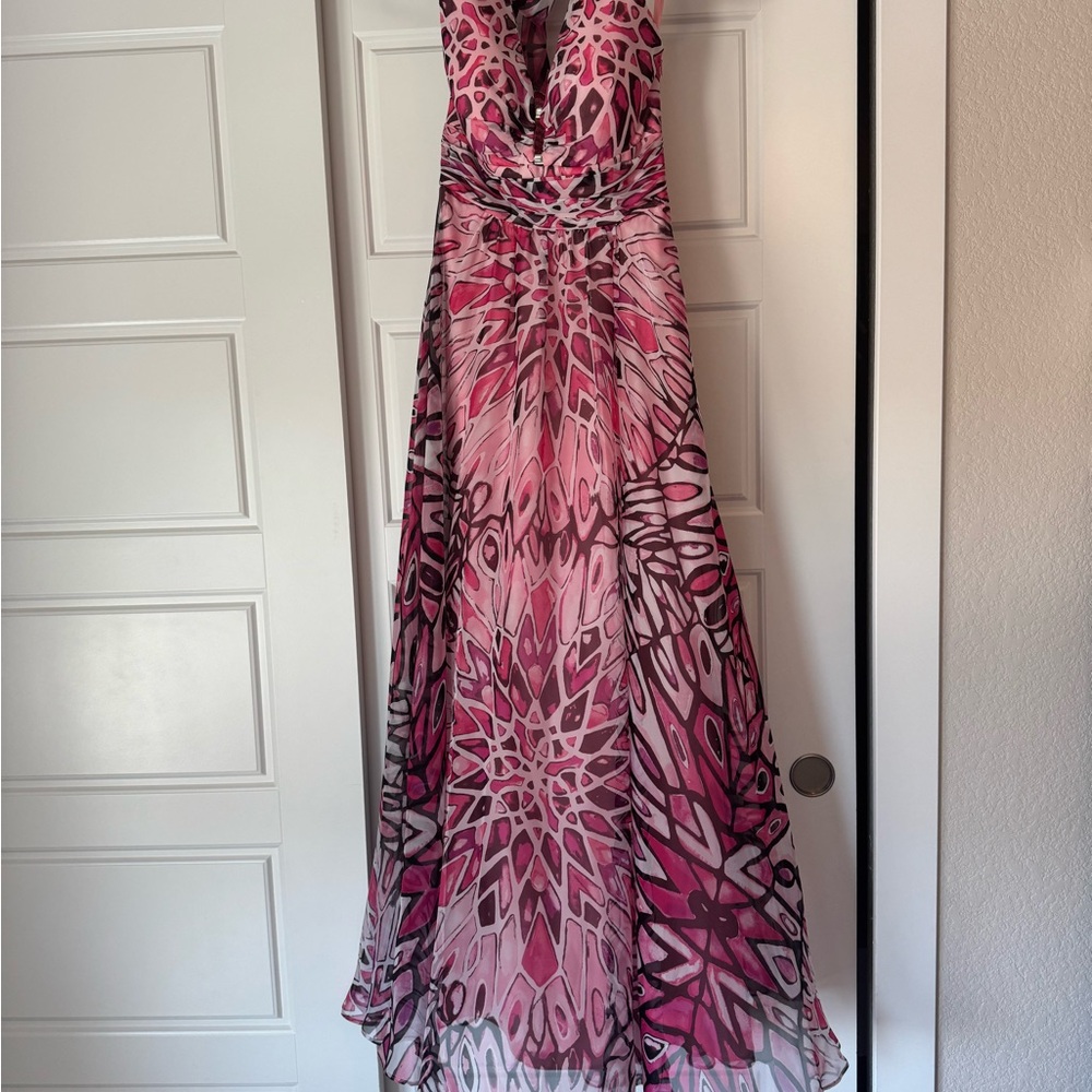 White House Black Market Pink Sleeveless Plunge Gown
